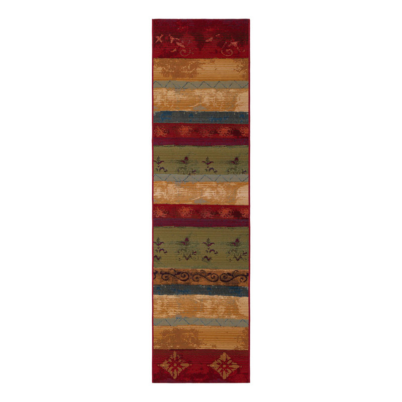 Merrimac Floral Red/Beige Indoor/Outdoor Area Rug, Runner 2' x 8'