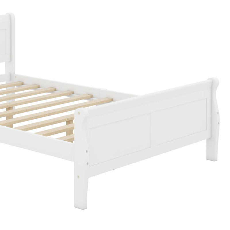 Wood Platform Bed With Headboard, White