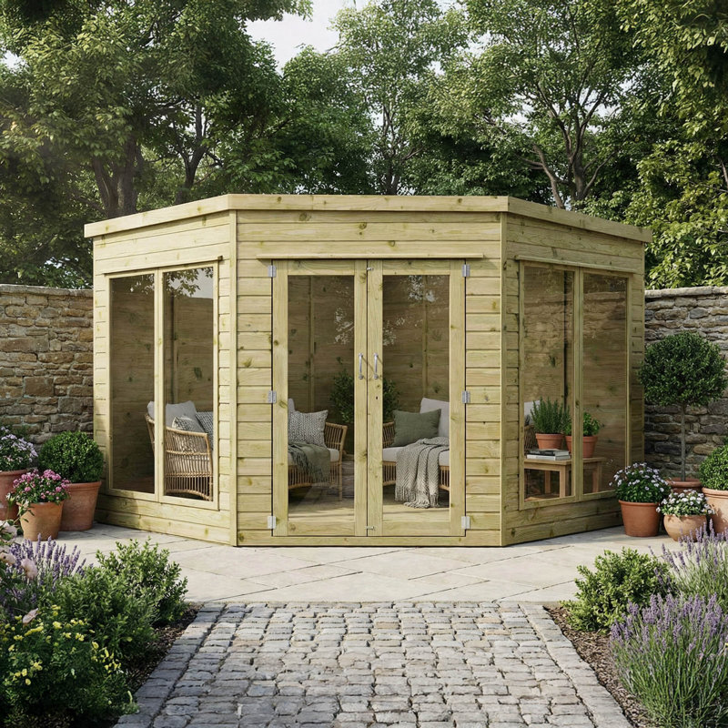 Mercia 9 x 9ft Premium Corner Summerhouse, Yes