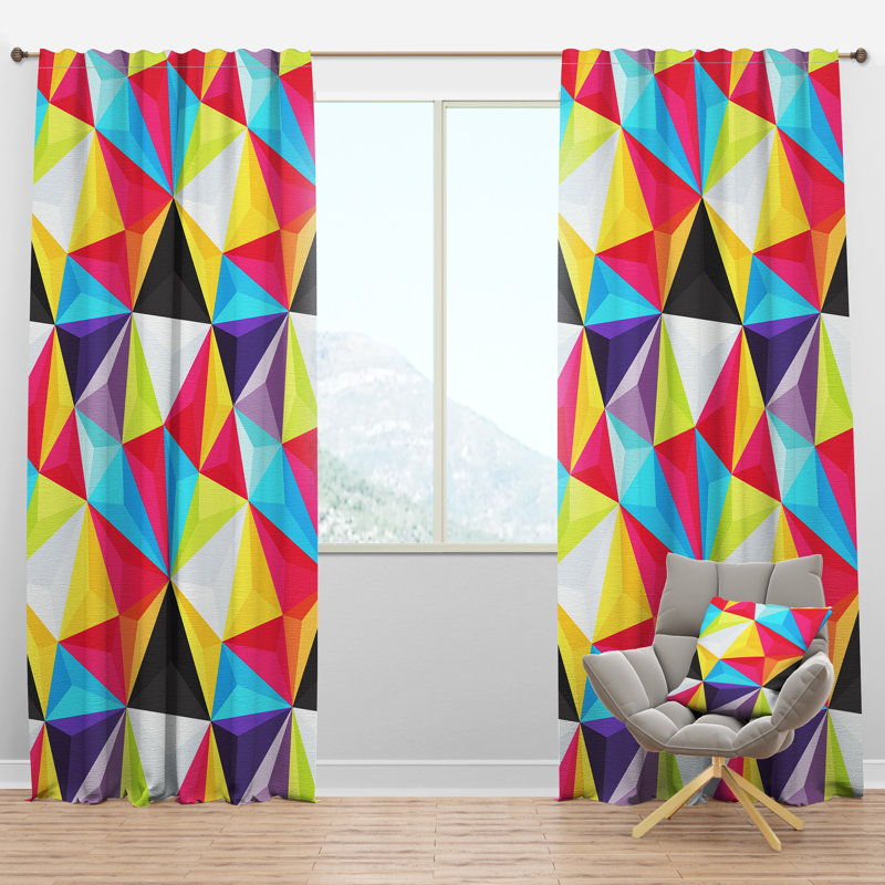Triangle vif - Rideau géométrique - Velours obscurcissant - 1 panneau, l 52 po x L 84 po
