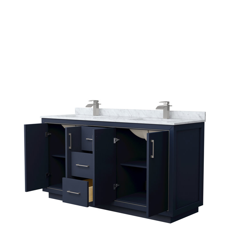 Ensemble de meuble-lavabo double 72 po Icon, Bleu très foncé, Nickel brossé, 72"