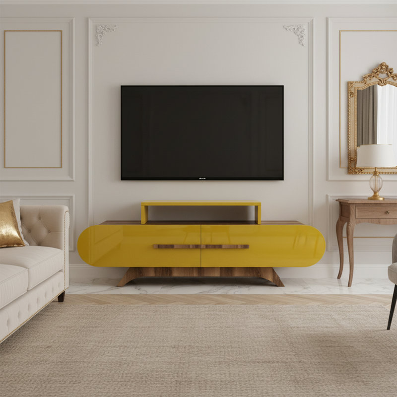 Oval  Tv Stand For Tvs Up To 65'' With 2 Cabinets