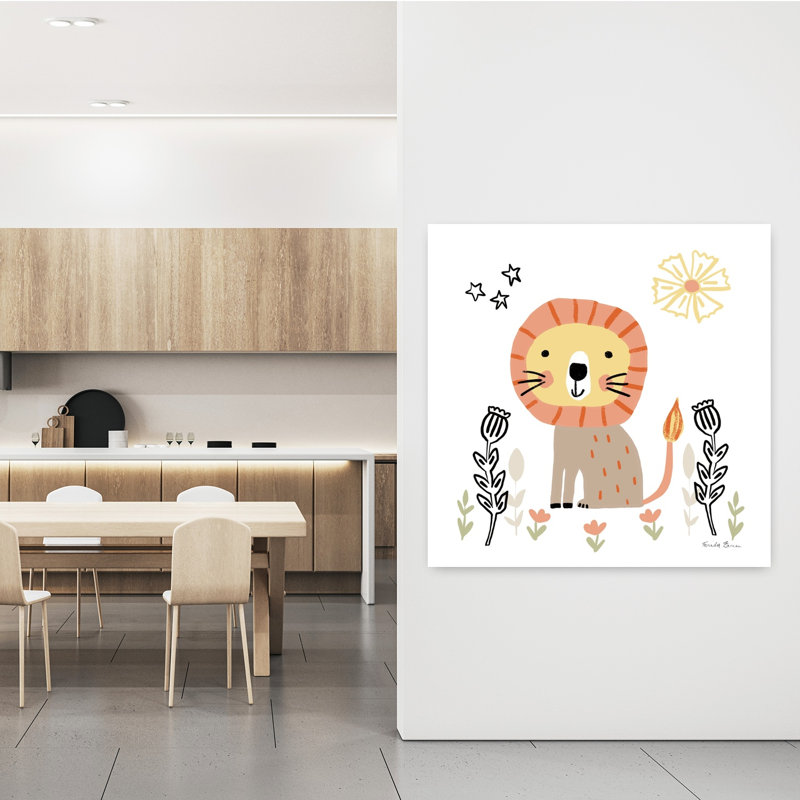 Art contemporain de bébé lion, H 48 po x l 48 po