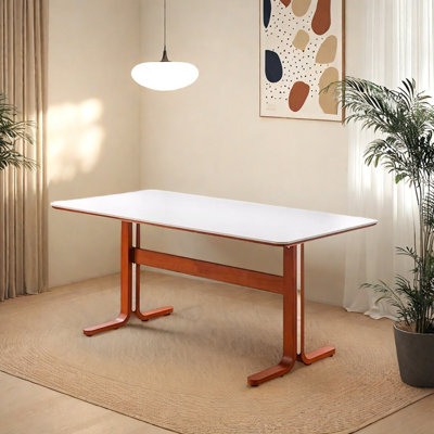 Modern Pure White Rock Slab Rectangular Table