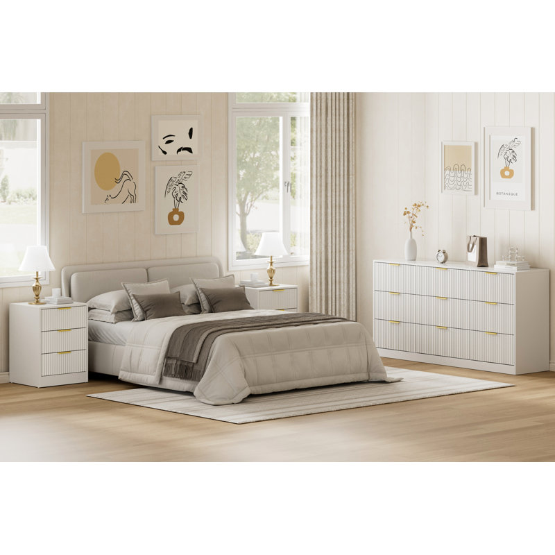 3-Piece 9-Drawer Dresser & 3-Drawer Nightstand Set, White