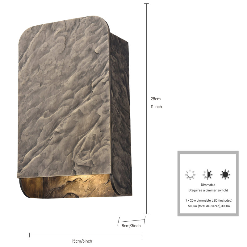 11" Stellis Outdoor Aluminum Sconce in Grey Bronze Finish