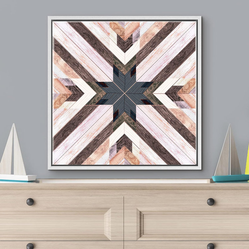 "Western Decor géométrique rose et brun, formes de blocs de bois, motifs abstraits, panneaux de bois et art pastel" sur