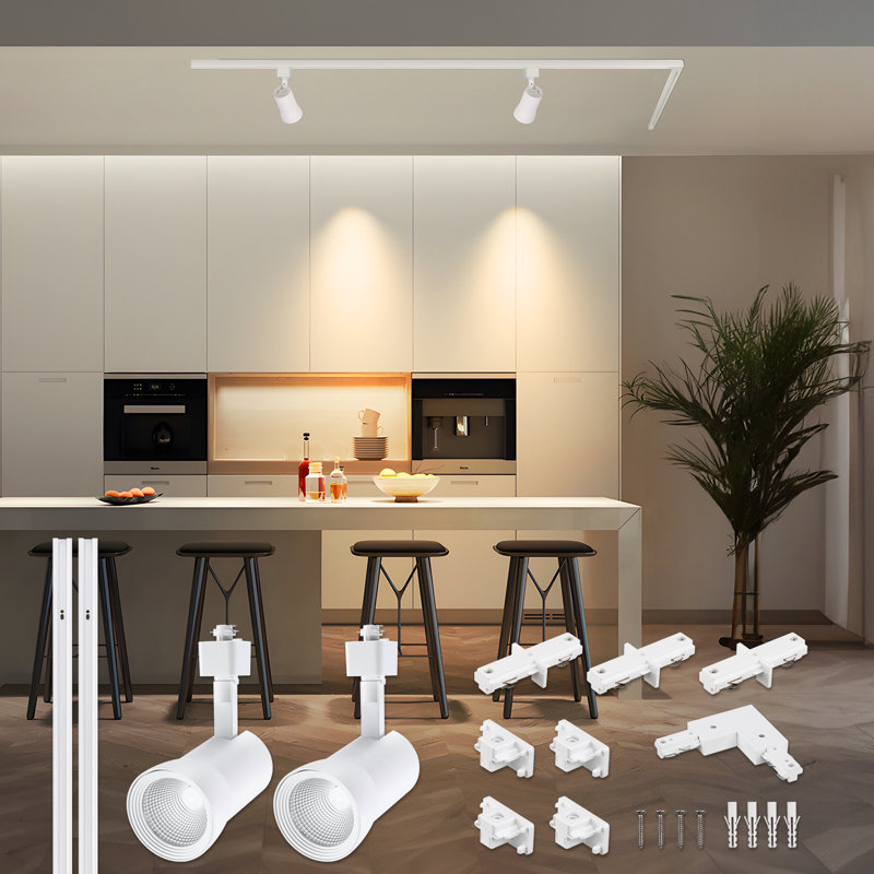Track Light Kits, DIY Expansion Package includes 2 x 10W Track Lighting Heads(Warm White)+2 x H Style Track Lighting Rails+ 4 x H Track End Cap +3 x H Track Dead End I Connectors +1 x H Track L Connector
