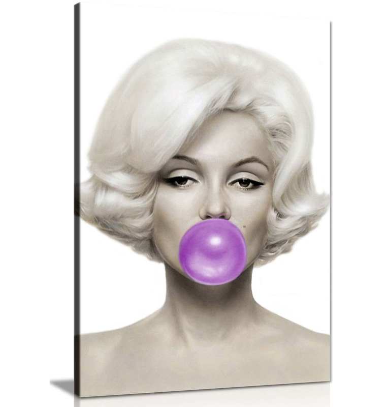 Marilyn Monroe Print - Wrapped Canvas Print, 31cm H x 20cm W, Purple