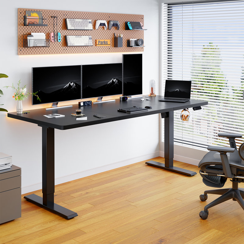 110/130/150 Cm W T-Shaped Standing Desk, Black, 150 cm W x 60 cm D, Black
