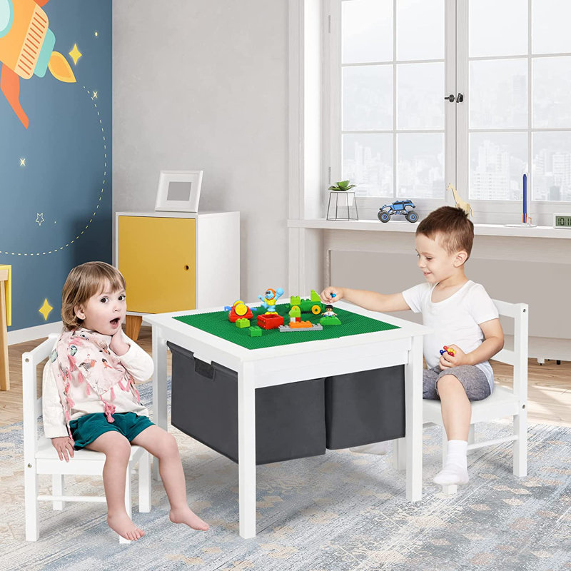 Arla Kids 3 Piece Square Game Table/classroom Table and Chair Set