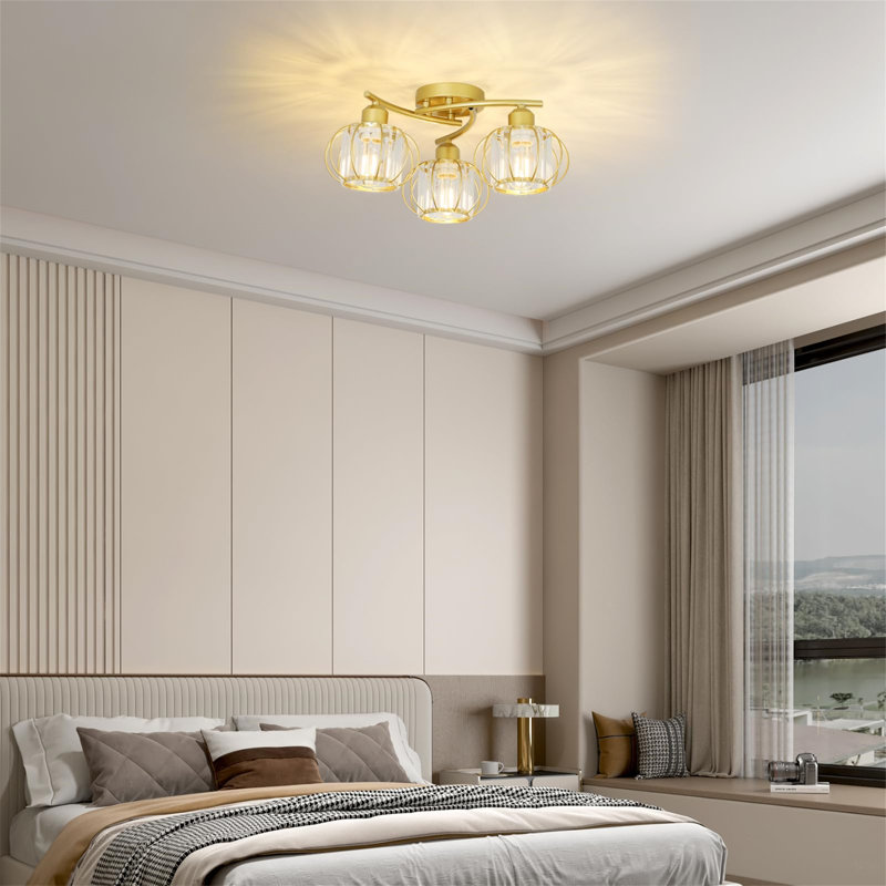 Crystal Flush Mount, Gold