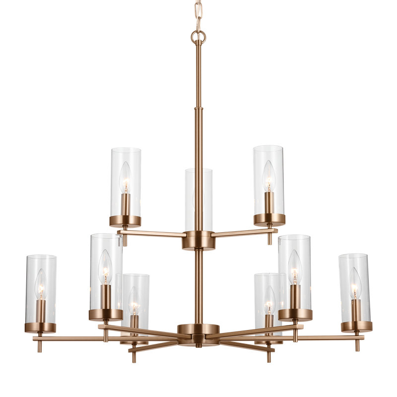 Zire 9 - Light Chandelier, No, Satin Brass