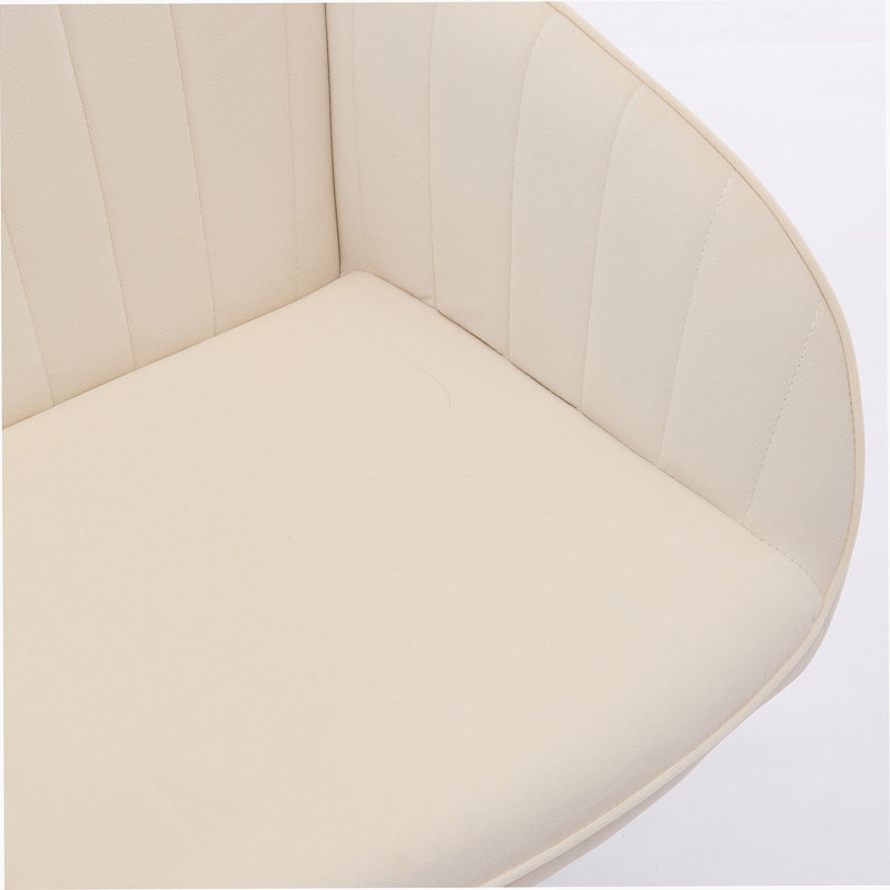 Adjustable Office Chair, Armchair, Swivel Chair With Metal Base, Beige, Gold