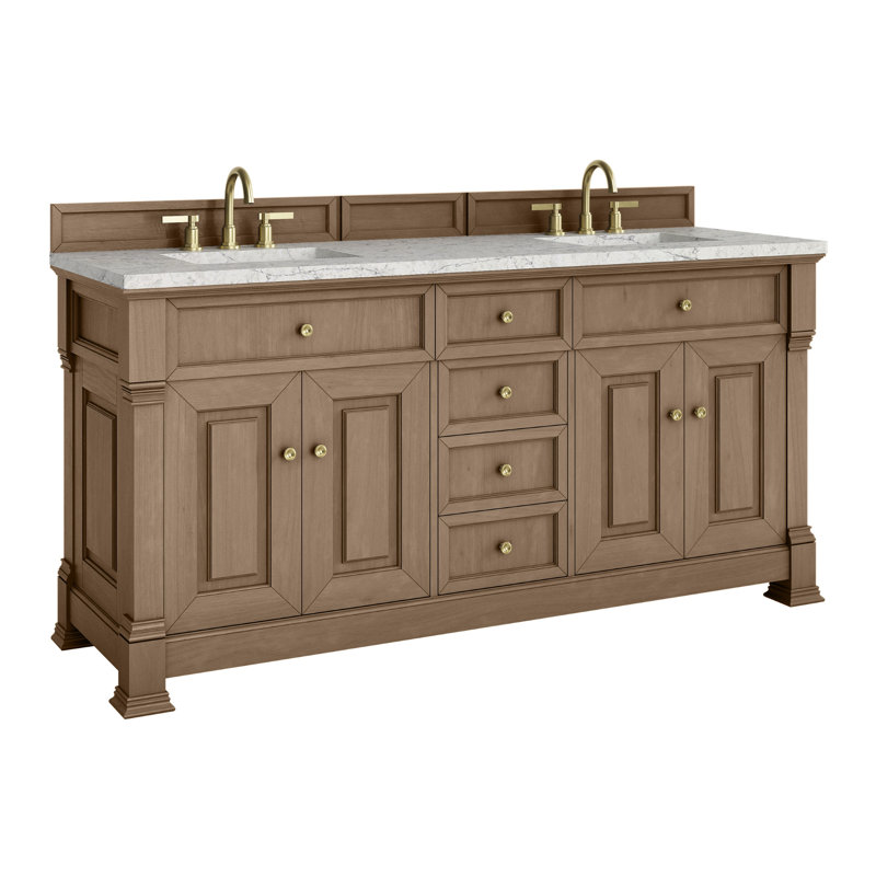 Brookfield 72'' W Double Vanity, Eternal Jasmine Pearl, Pecan