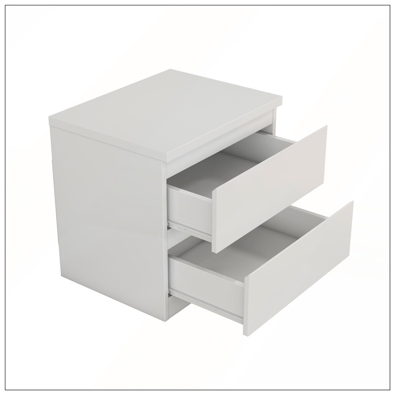 Table de chevet blanche avec 2 tiroirs, plaque supérieure épaisse pour plus de durabilité et de rangement intelligent, Blanc