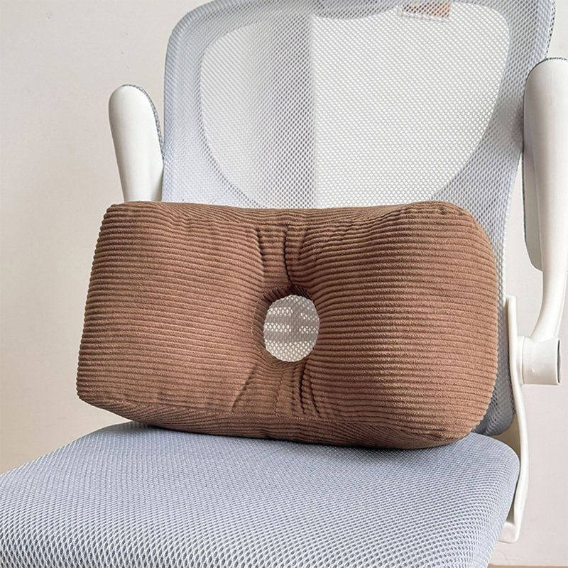 Corduroy Lumbar Support Pillow Office Chair Cushion Relieves Back Pain Home And Car Seat Cushions For Long-term Sitting