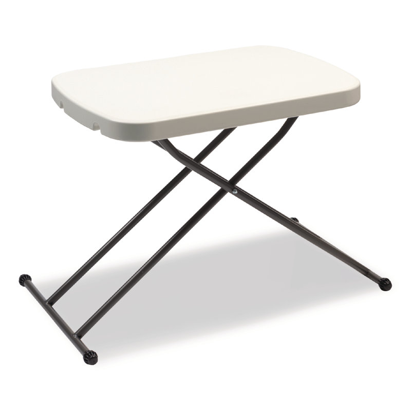 Adjustable White and Dark Gray Folding Table with Metal Legs