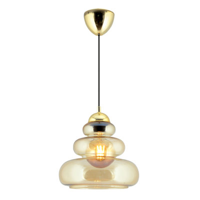 Elegant Color Chandelier, Plastic Body, Ø9 x 2.8 inches Base Plate, Ø9.8 x 9.4 inches Glass Cap | Adjustable Height 12.2 - 23.6 inches | E27 Socket Max 40W, Stylish Lighting for Home & Office Decor, IP20 Rated