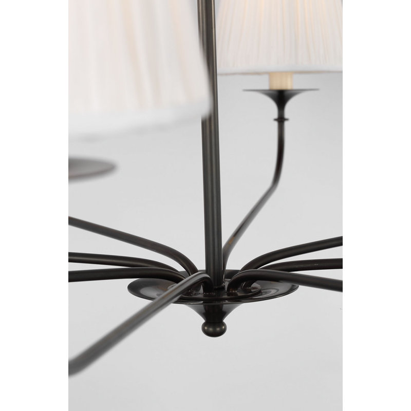 Knox Chandelier with Silk Pleated Shades, 21.25" H x 42" W x 42" D, Bronze, 8 Lights