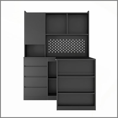 Bureau en L avec tiroirs, bibliothèque, éclairage à DEL, bureau d'ordinateur de coin moderne pour le bureau personnel et les jeux