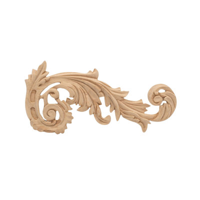 2-1/2 in x 5-1/2 in x 3/8 in Unfinished Small Wood Onlay Wood Scroll