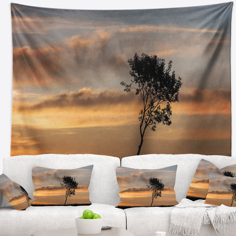 Tapisserie «Lonely Tree Silhouette Rightwards», H 50 po x l 60 po