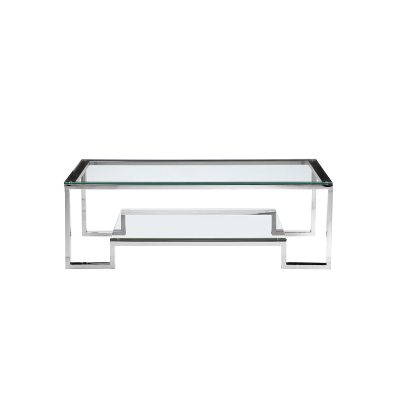 Laurence Coffee Table, 18" H x 54" W x 28" D, High Polish Steel