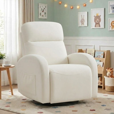 Fauteuil inclinable pivotant à bascule Delba à trois moteurs avec appui-tête et soutien lombaire réglables, ports USB et de type C, idéal pour la chambre d'enfant.