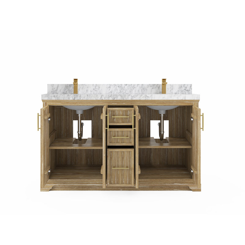 Ensemble de meuble-lavabo double 60 po Brecht, Marbre de Carrare