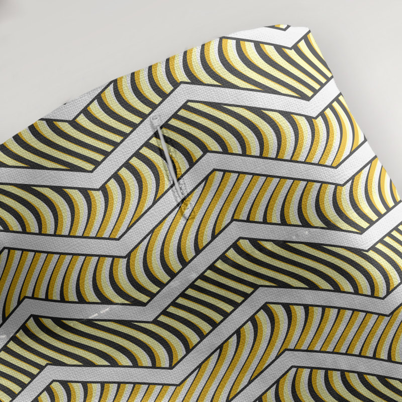 Rideau de douche simple à chevrons ondulés, Jaune