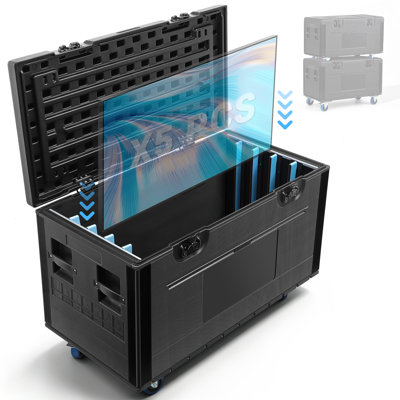 LED Display Screen Transport Road Case for Holds 5 PCS Screens Video Wall Panel Flight Plastic Case Huge Heavy Duty Rolling Storage Box for Stage Event Equipment with Wheels and Secure Locking