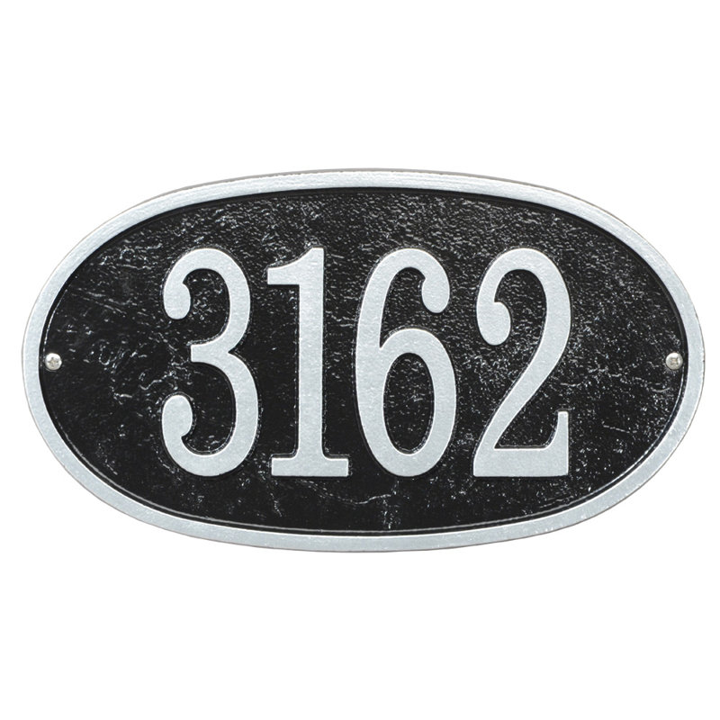 Fast and Easy 1-Line Wall Address Plaque, Black/Silver, Yes