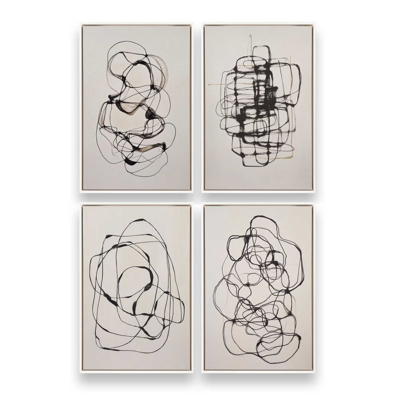 Ensemble de 4 impressions Tangled, 36 po x 24 po, Cadre flottant blanc opaque