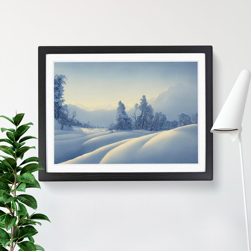 XH1022-10191X Winter Forest Landscape Vol.7 - Single Picture Frame Print, Black, 46cm H x 64cm W x 2cm D