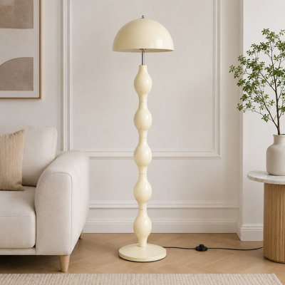 59" Modern Mushroom Floor Lamp with Sculptural Wave Stem (Bulb Included)