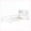 Twin Size Solid Pine + MDF Platform Bed with LED Headboard, Storage &amp; Guardrail - White