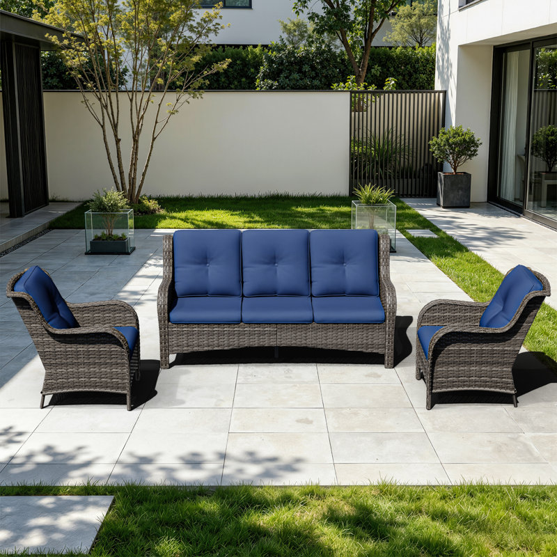 Ensemble de mobilier de patio pour 5 personnes Shaeden, Bleu