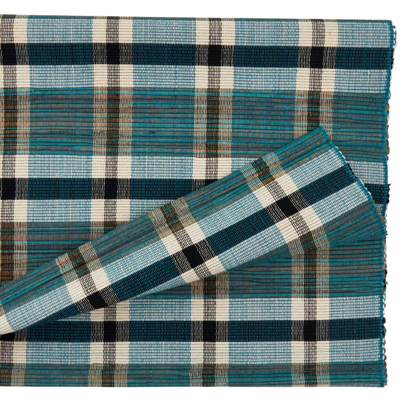 Stokes Plaid Woven Table Runner, 72" L x 14" W, Turquoise