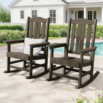 Chaise berçante d'extérieur en PEHD toutes saisons avec design ergonomique, chaises de patio résistantes à la décoloration, chaise berçante robuste pour patio, Gargen, terrasse