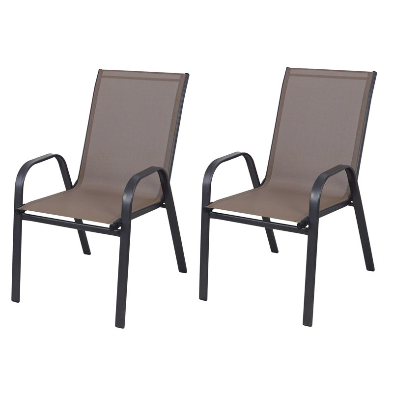 Metal Outdoor Stacking Dining Armchair, Brown