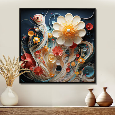 Blooming White Abstract Flower - Modern Floral Wall Art