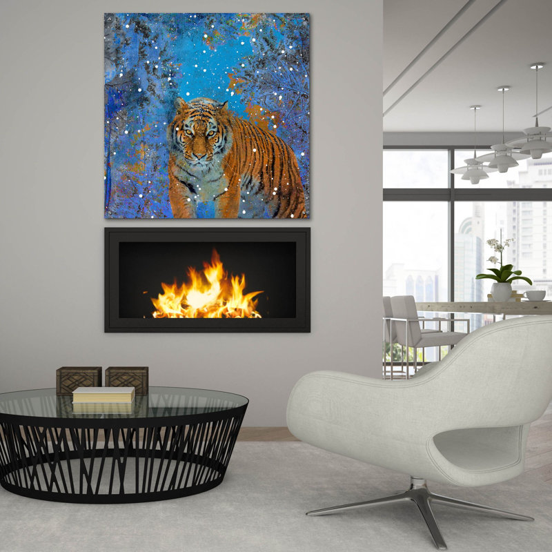 «Snow Tiger» par Elena Ray, art mural en verre acrylique, H 36 po x l 36 po x P 0,2 po