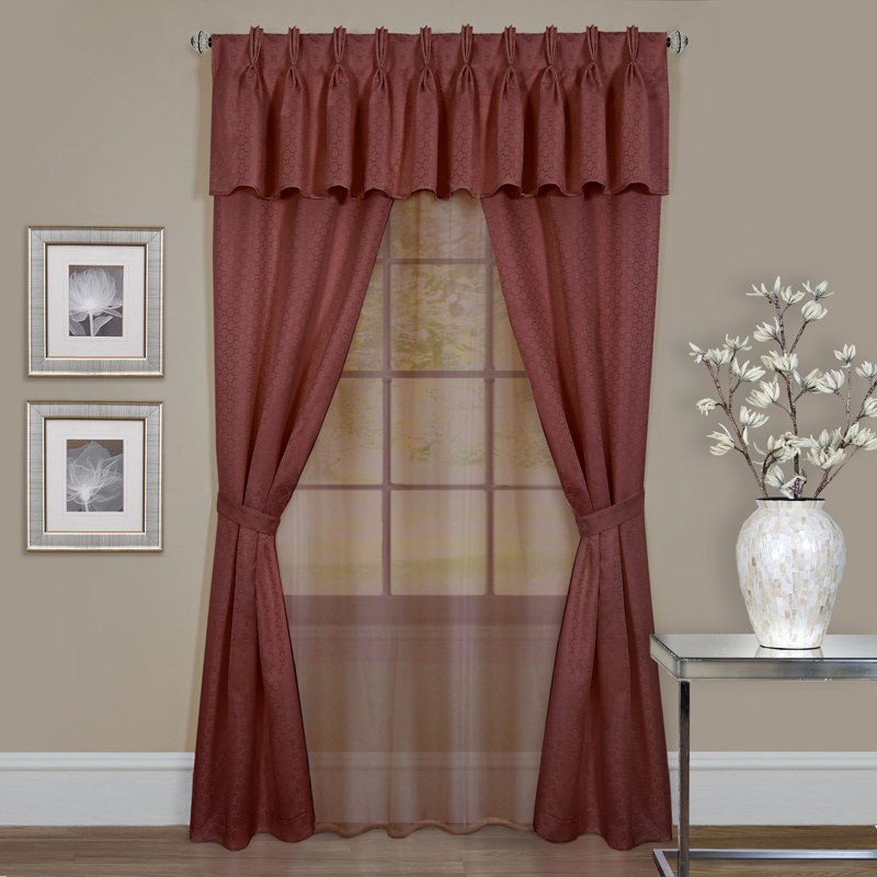 Panneau de rideau simple semi-diaphane avec passe-tringle, Marsala, l 55 po x L 84 po