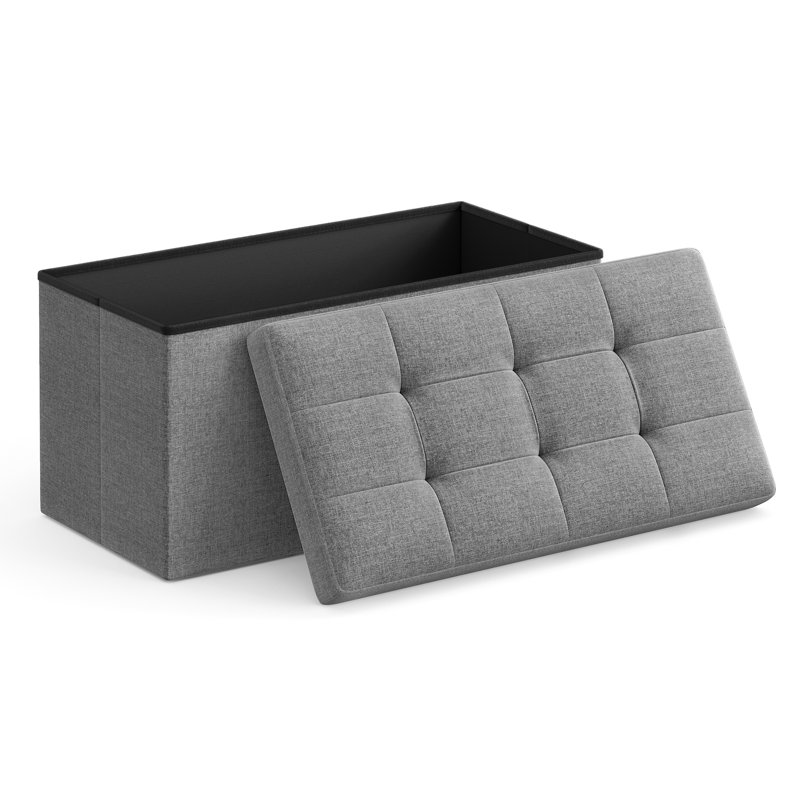 Banc de rangement avec repose-pieds pliant, Gris, Tissu Oxford
