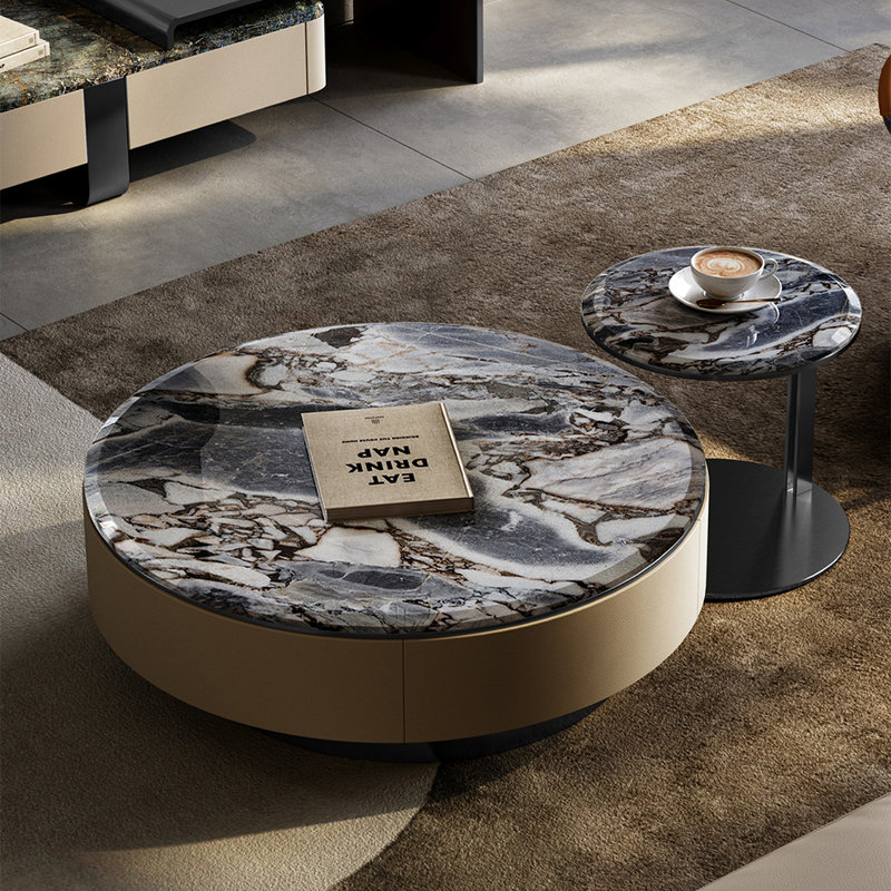 Luxury-Style Round Marble Coffee Table