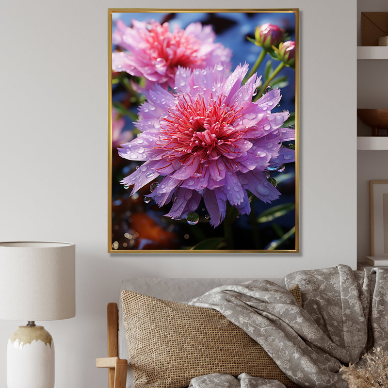 «Pink Mums Elegance In Forest II - Mums», art mural, Cadre photo argenté, H 44 po x l 34 po x P 1,5 po