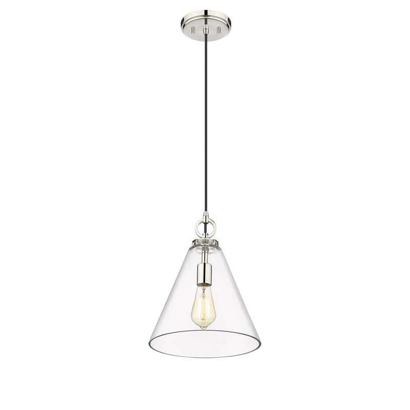 Wales 1 - Light Single Pendant, 124" H x 11.5" W x 11.5" D, Polished Nickel
