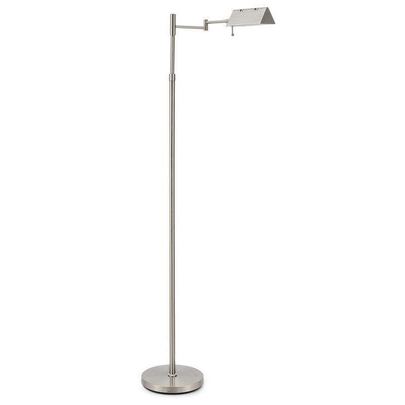 56" Dimmable LED Pharmacy Task Floor Lamp with Swivel Head Swing Arm, Silver