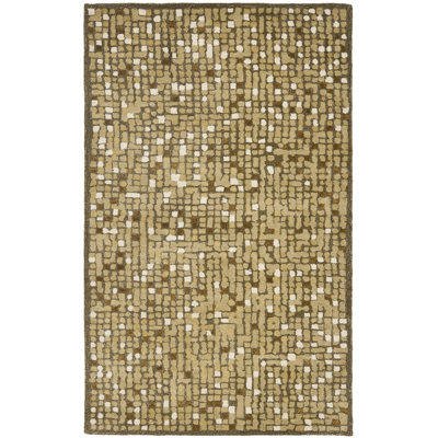Martha Stewart Hand Tufted Wool/Viscose Geometric Rug in Tea Green
